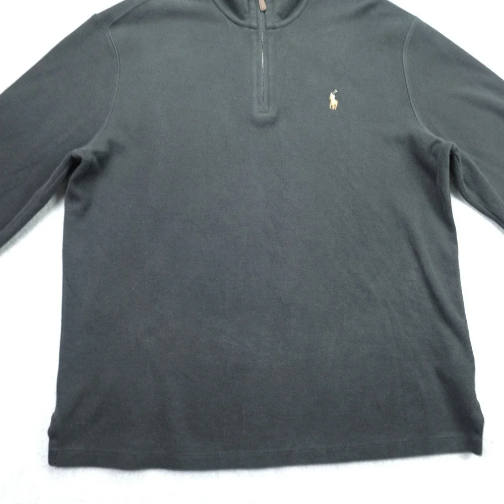 Polo Ralph Lauren Pullover Mens XL Black Estate Rib Sweater 1/4‎ Zip Cotton